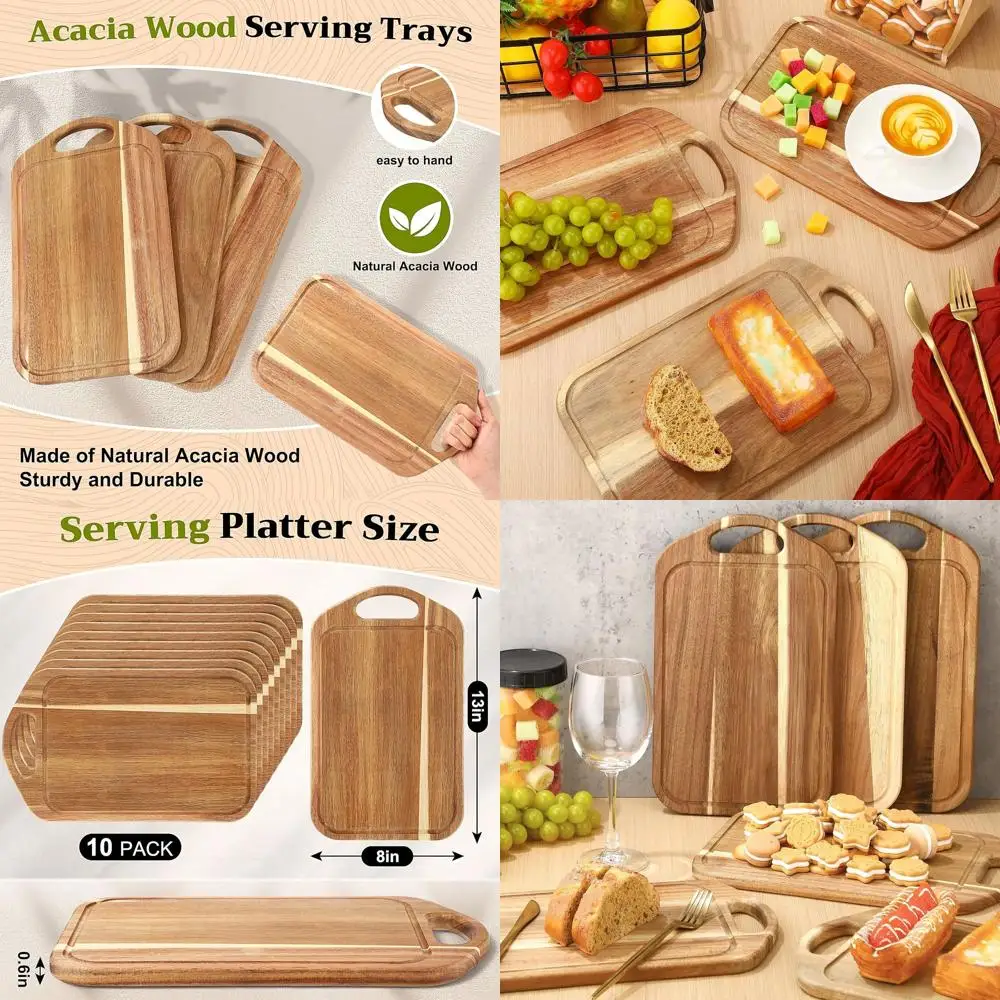 

Доски для мясных изделий из дерева акации с бамбуковым подносом для резьбы, 13x7,8 дюйма, для кухни, вечеринок и праздничных встреч