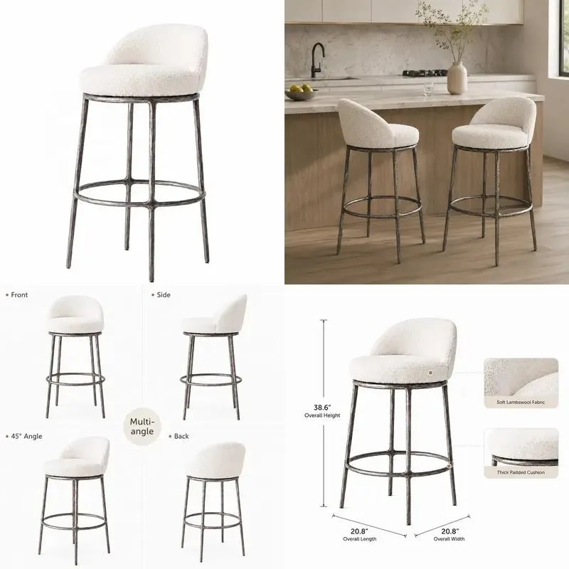 Modern Luxury Hammered Metal Bar Stool with Fabric Cushion Iron Frame for Hotel Kitchen Projects