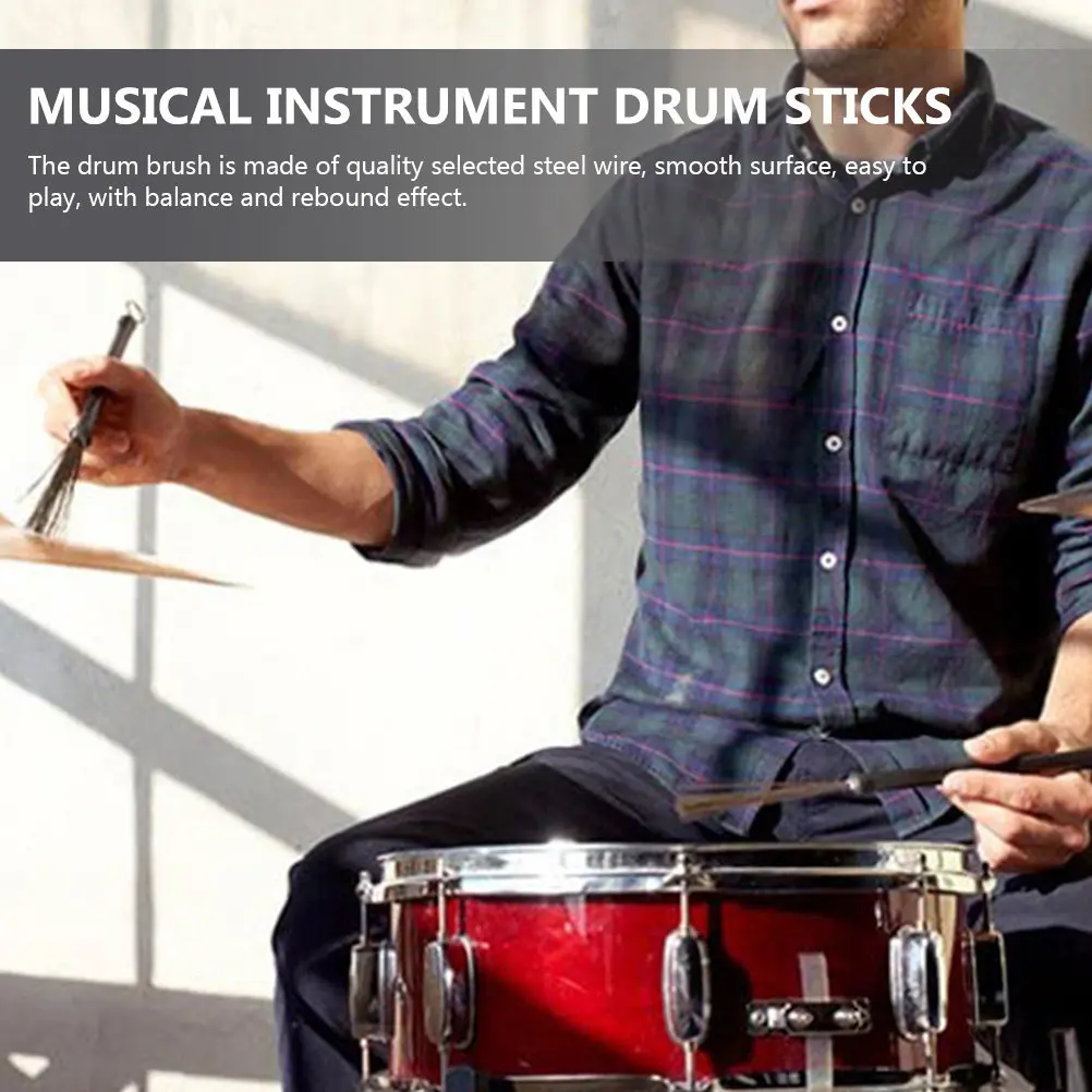 

1 комплект барабанных палочек из кленового дерева со стальной проволокой, легкий перкуссионный инструмент с нескользящей резиновой ручкой для занятий джазовой музыкой