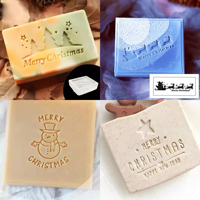 Xmas Series Transparent Acrylic Word Letters Soap Embossing Stamp Chapter Imprint Seal For Diy Soap Making Supplies Supports