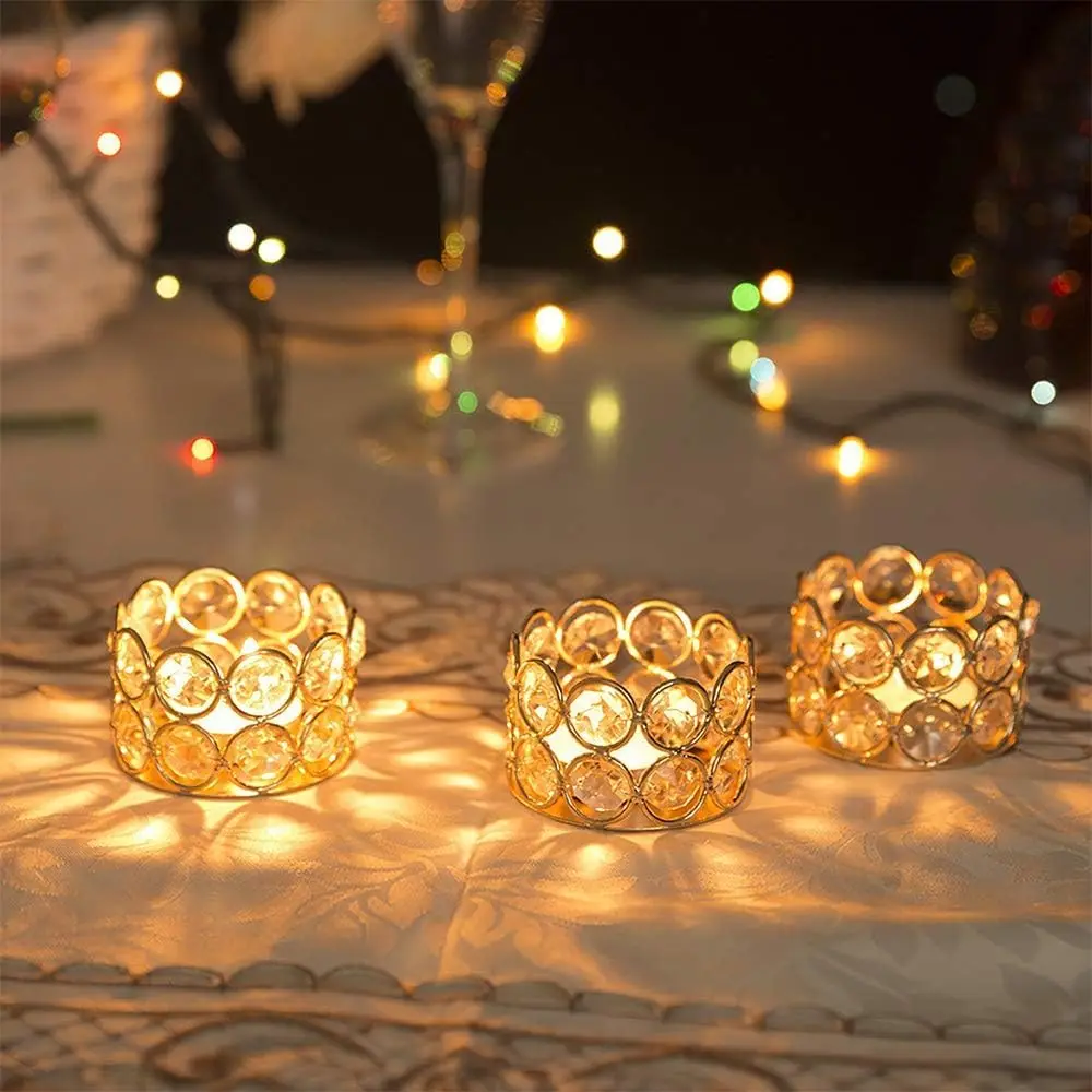 

96Pcs Crystal Tea Light Candle Centerpieces for Tables Gold Geometric Candle Holder for Wedding Party Gifts (Candle Excluded)