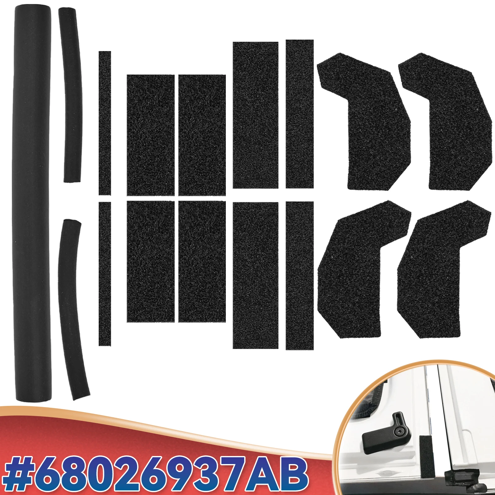 17pcs Roof Leak Repair Kit Hard Top Removable Cover Foam Blocker Seal Kit For Jeep Wrangler JK JKU 2007-17 2/4-Doors 68026937AB