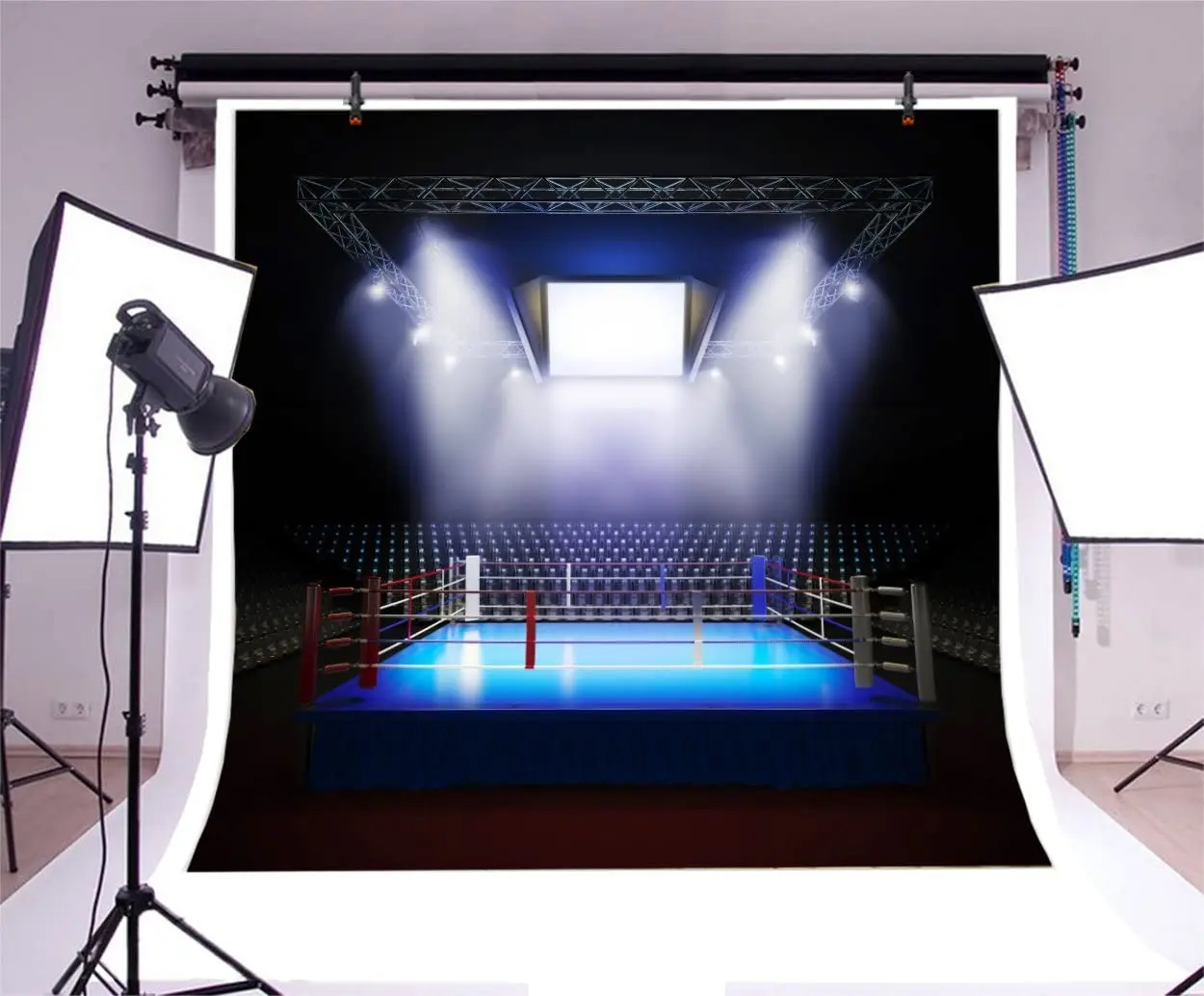 Photography Backdrop Empty Professional Lighting Boxing Ring Void Squared Circle Prize Ring Arena Sports Party Supplies Birthday