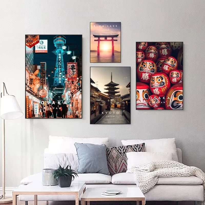 Tokyo Pastel City Landscape Poster Anime Reality Prints Japan Kyoto Canvas  Nordic Wall Art Home Decor Picture Unframed
