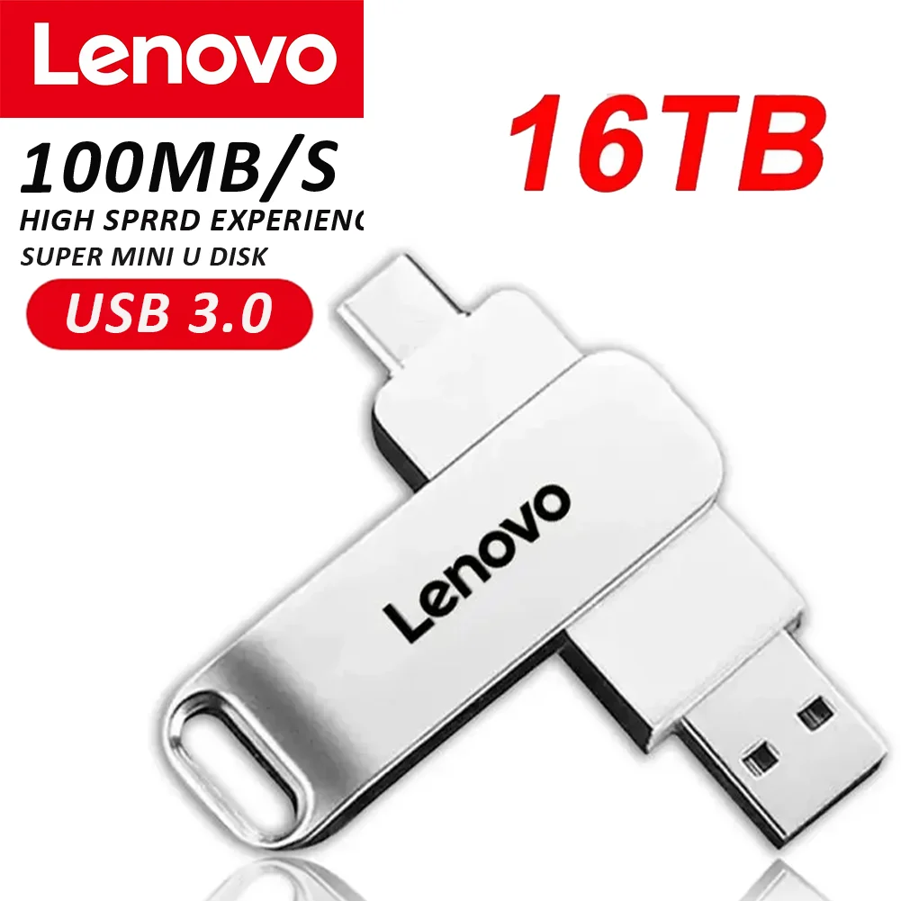 Original Lenovo 16TB USB3.0 Flash Drives U Disk High Speed Metal Pendrive WaterProof Type-C Memoria USB Stick USB Drives 8TB 4TB