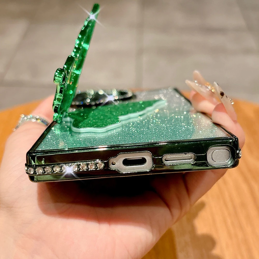 مرصع بالجواهر بريق بلينغ فراشة حامل حامل حافظة لهاتف سامسونج S25 S24 S23 الترا S22 زائد A73 A54 A35 A16 غطاء خلفي مقاوم للصدمات #6