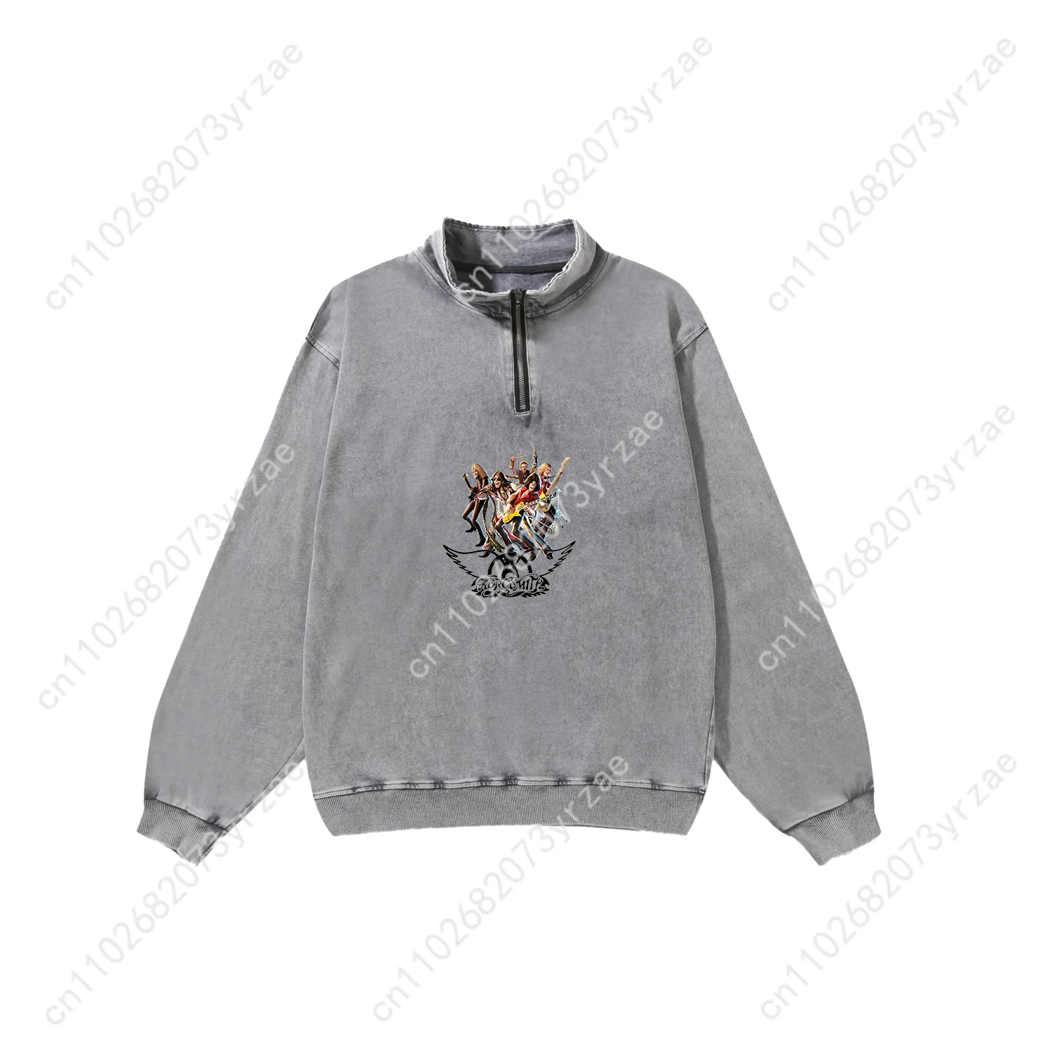Aerosmith Retro Sweatshirt Mens Womens Teenager Vintage Pullover Half Zipper Sweatshirt Fashion Long Sleeve Shirt Custom Tops