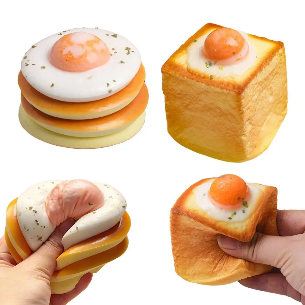 Fried Egg Toast Squishy,Fun Scented Slow Rise Toy,Realistic Food-Looking Squeeze Toy, Great for Sensory Play & Classroom Rewards