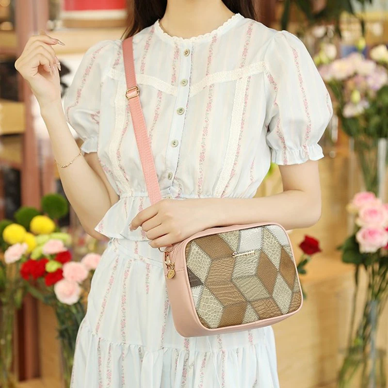 

Fashion Colored Checkered Small Square Bag Women's Small Crossbody Bag Fashionable Printed Pu Leather Shoulder Bag
