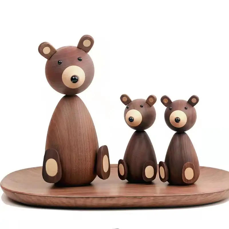 

Denmark Wooden Brown Bear Home Decor Figurines Ornament High Quality Nordic Design Room Decor Gifts/Crafts/Family Children's Toy