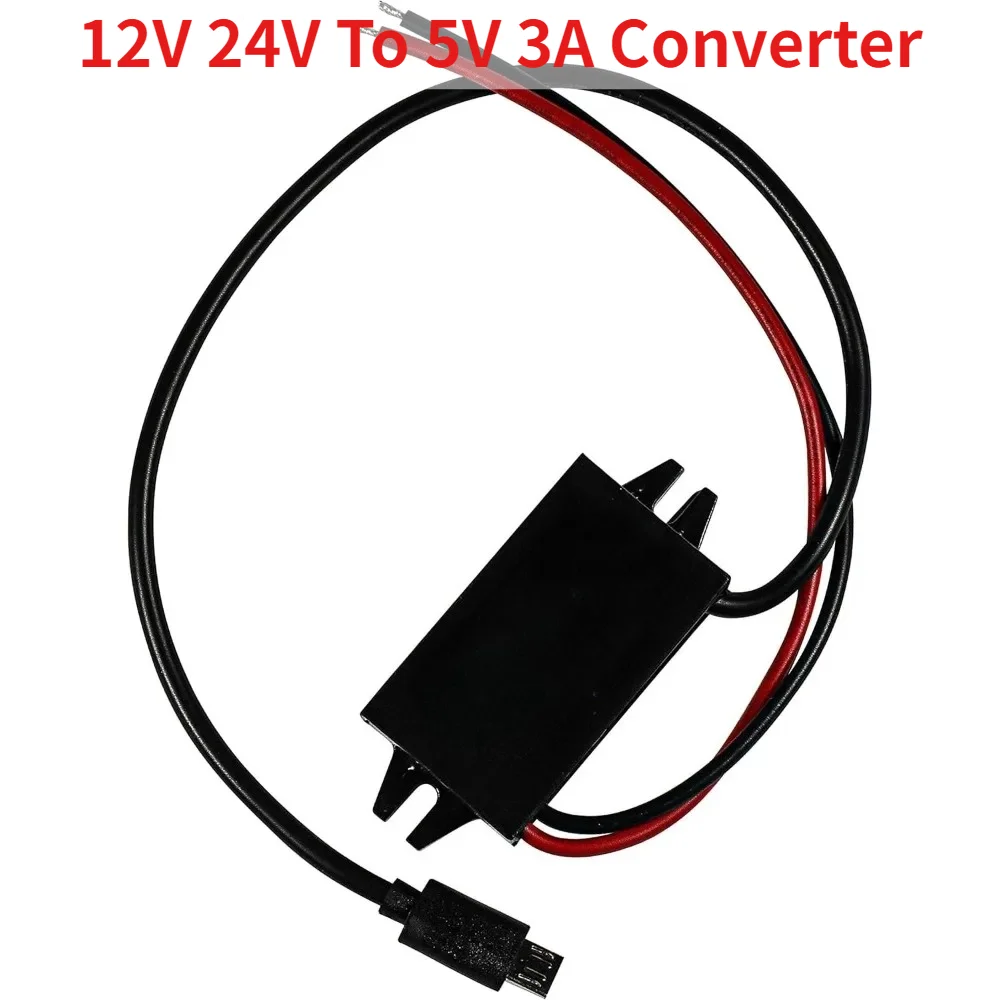 DC/DC Step Down Converter 12V 24V To 5V 3A With Micro USB Male Connector Power Supply Adapter Compatible With Ring Alarm keypad