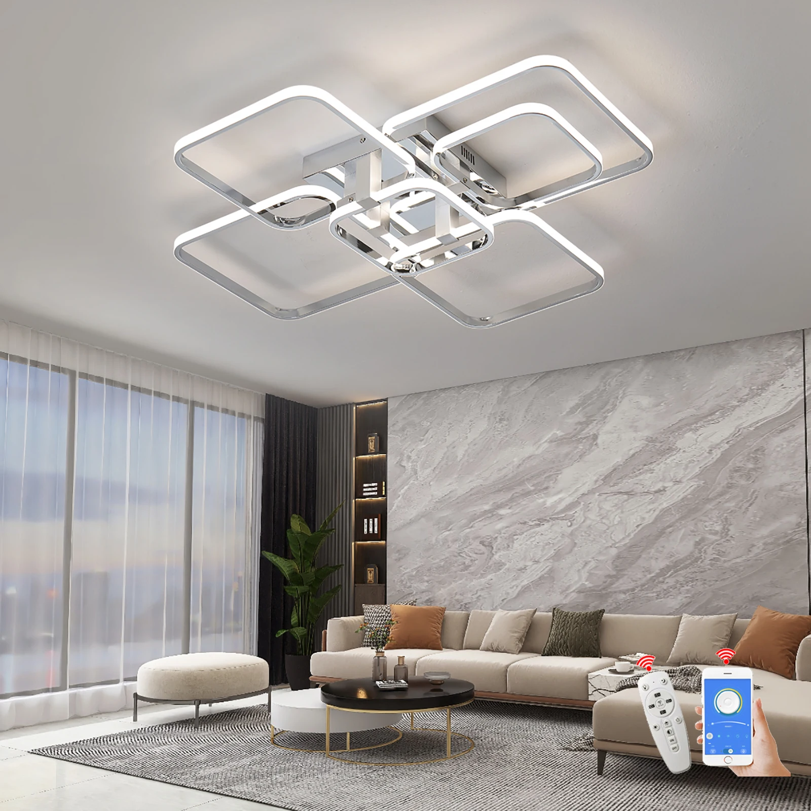 Modern led chandeliers dimmable ceiling chandeleir for living room bedroom Gold chrome 3-6 heads led ceiling lights W/remote