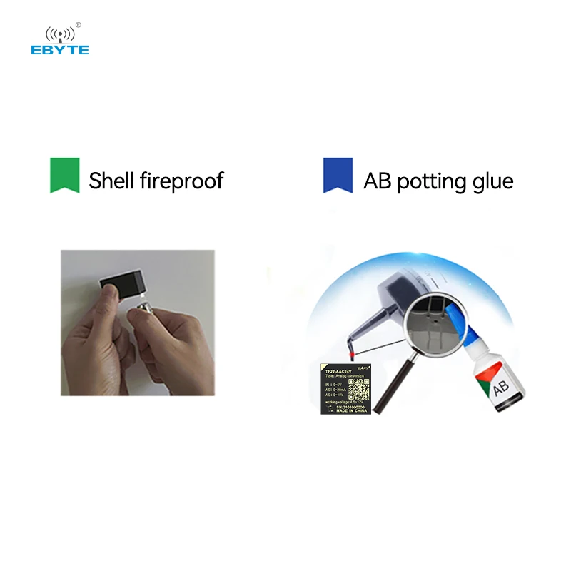 Analog Signal Conversion Module EBYTE TF22-AAC24V Input Voltage 4.5-15V Output Voltage 24V/50mA Small Size Shell Fireproof