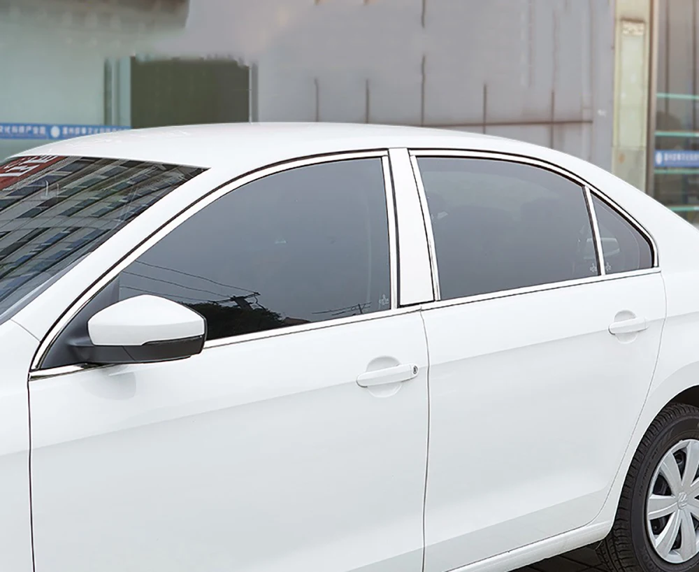 Exterior Car Mouldings For Skoda Rapid 2018 2019 2020 Stainless Steel Window Pillar Trim Cover Strips Sticker 8Pcs/Set