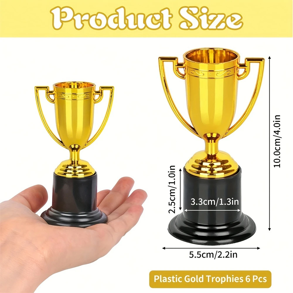 6/12Pcs Plastic Gold Trophy Prizes Kids Birthday Party Favors Kindergarten Celebration Party Rewards Pinata Easter Party Fillers