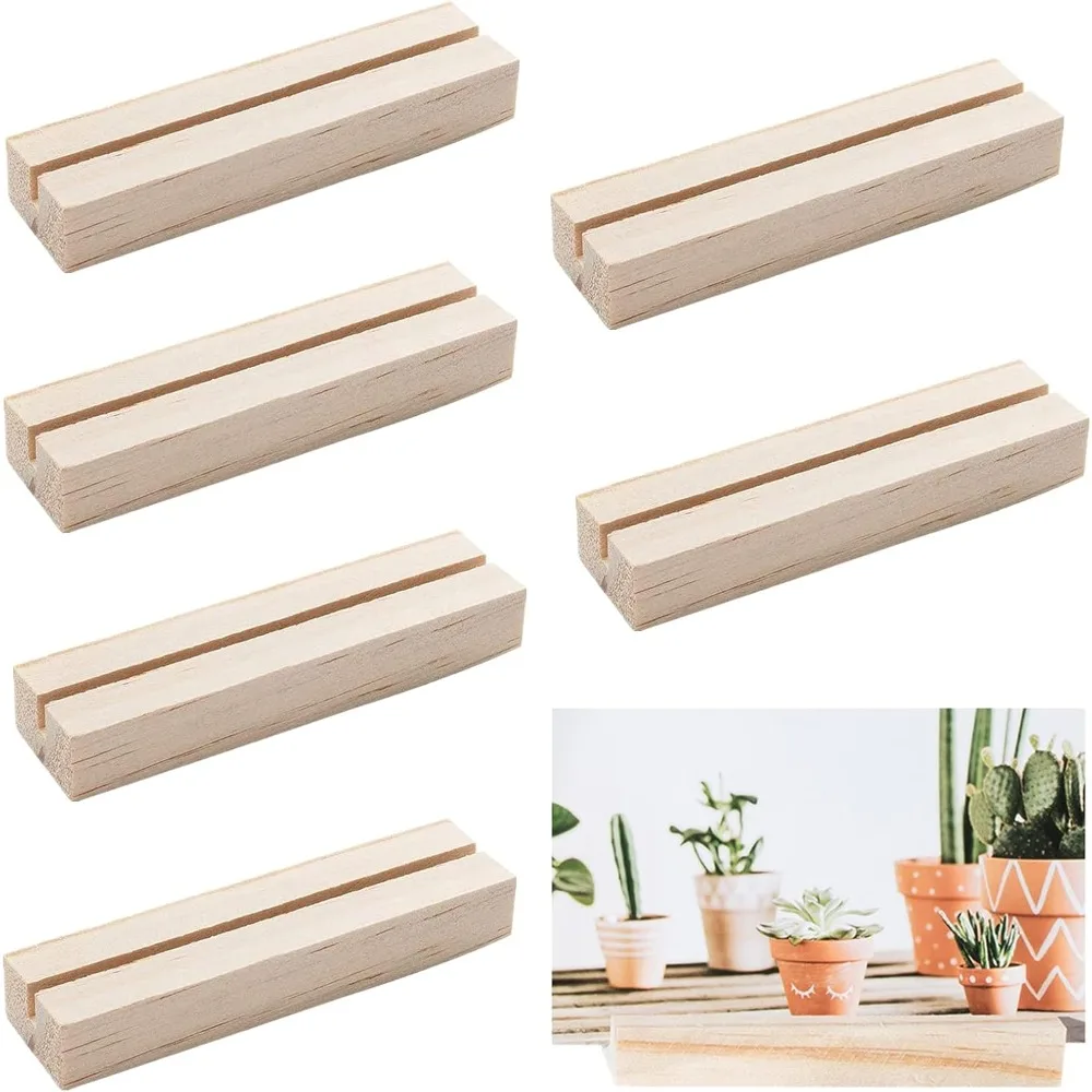 20pcs Wood Place Card Holders 3.5mm Slot Wood Sign Holders Table Number Stand Table Number Holders for Wedding Party Events