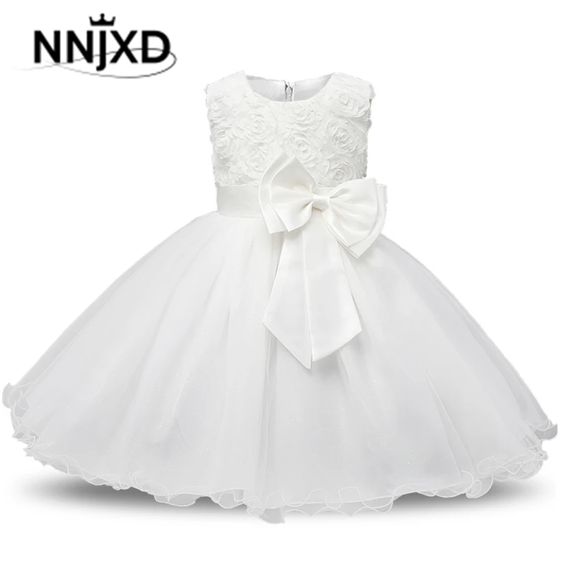 Vestido de flores blancas para niñas, vestidos de primera comunión, tutú de encaje, cumpleaños, boda, Princesa, disfraz de dama de honor para niñas