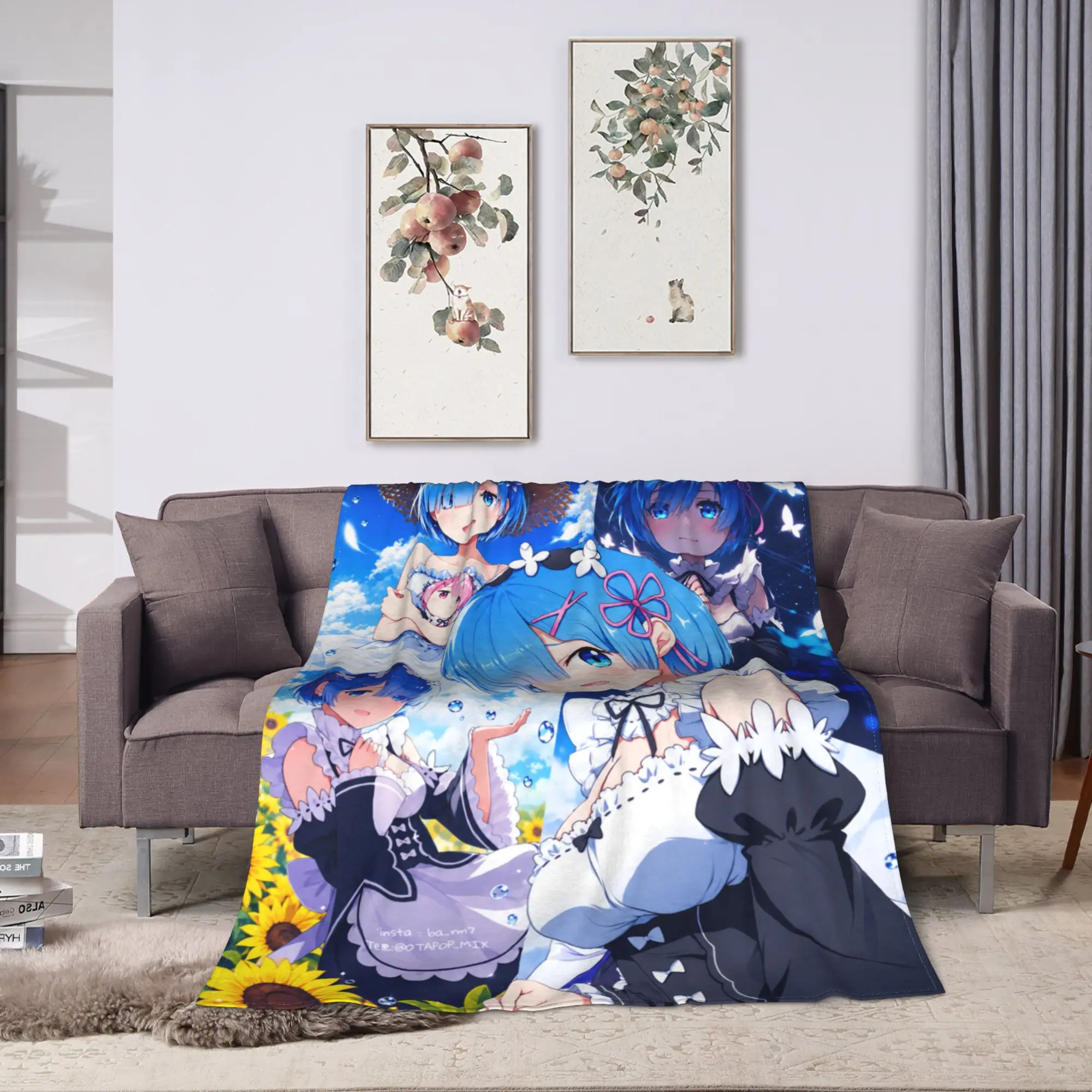 Anime Re Life In A Different World From Zero Rem Plush Blanket Flannel Bedding Throws For Home Decor Warm Soft Bedspread Gift
