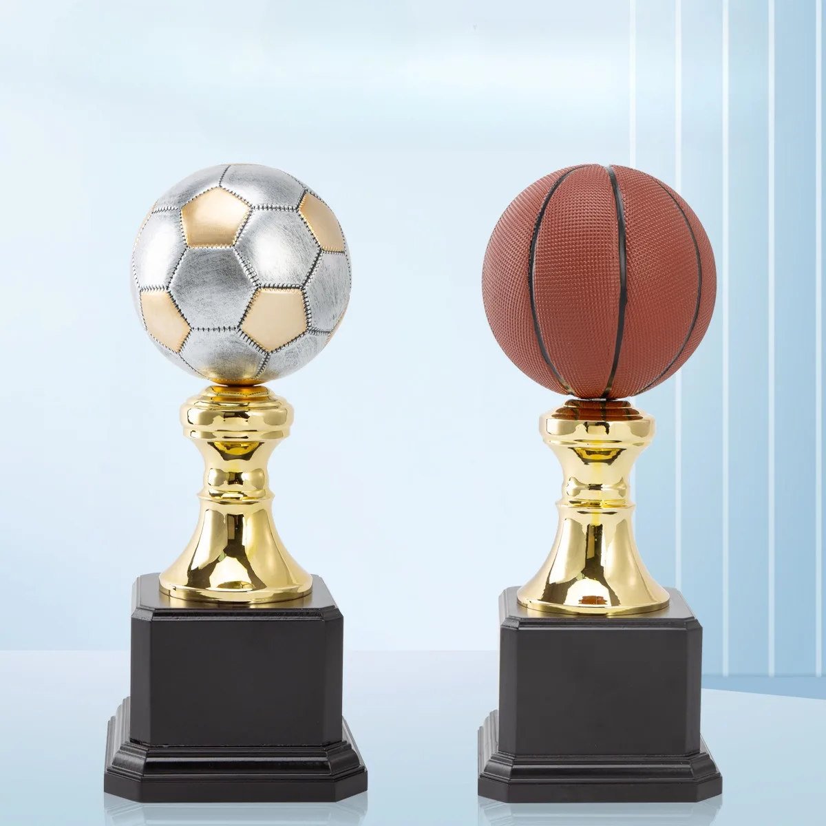 Football Basketball Trophy Custom Custom School Sports Competition Metal Resin Trophy Free Printing