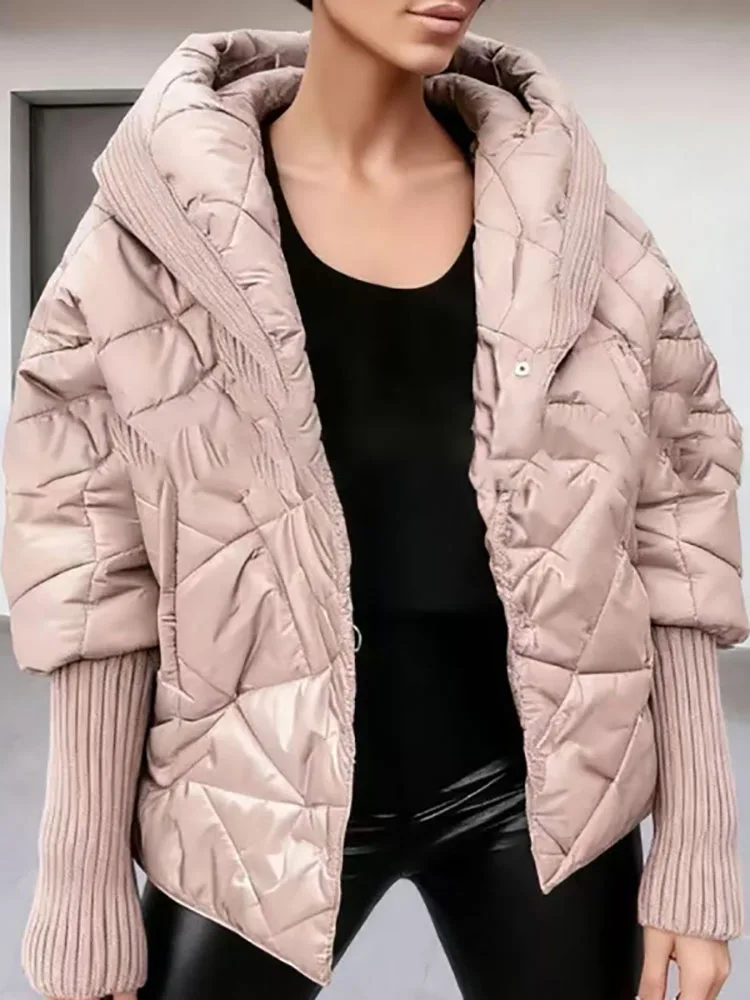 

Осень-зима, повседневные однотонные верхние пальто с длинными рукавами, женские элегантные свободные куртки с лацканами, модные хлопковые пальто в форме ромба