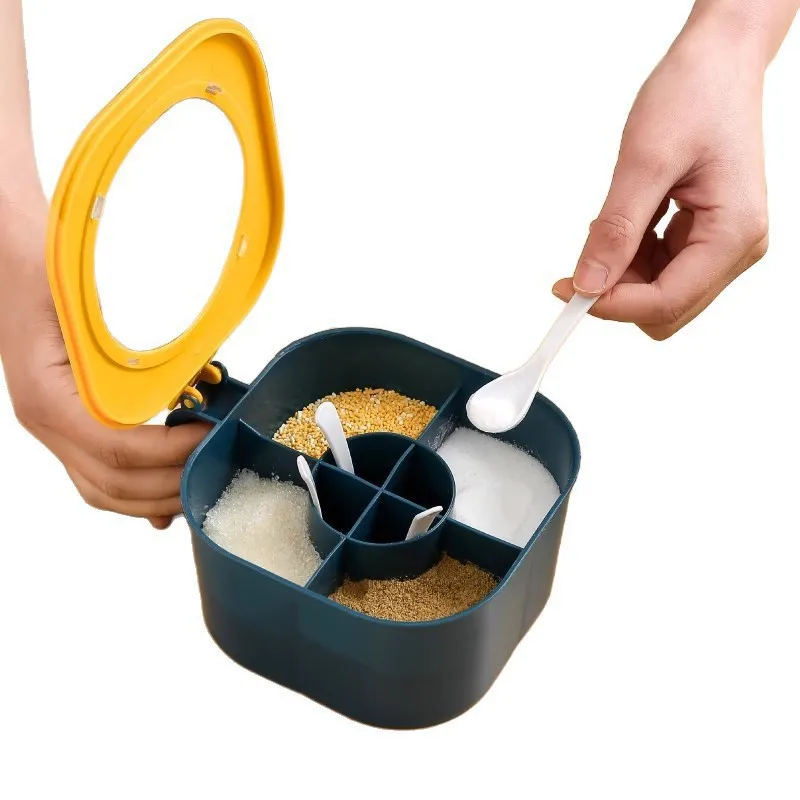 Seasoning box set combination 4-in-1 body sugar household kitchen large capacity moisture-proof seasoning box