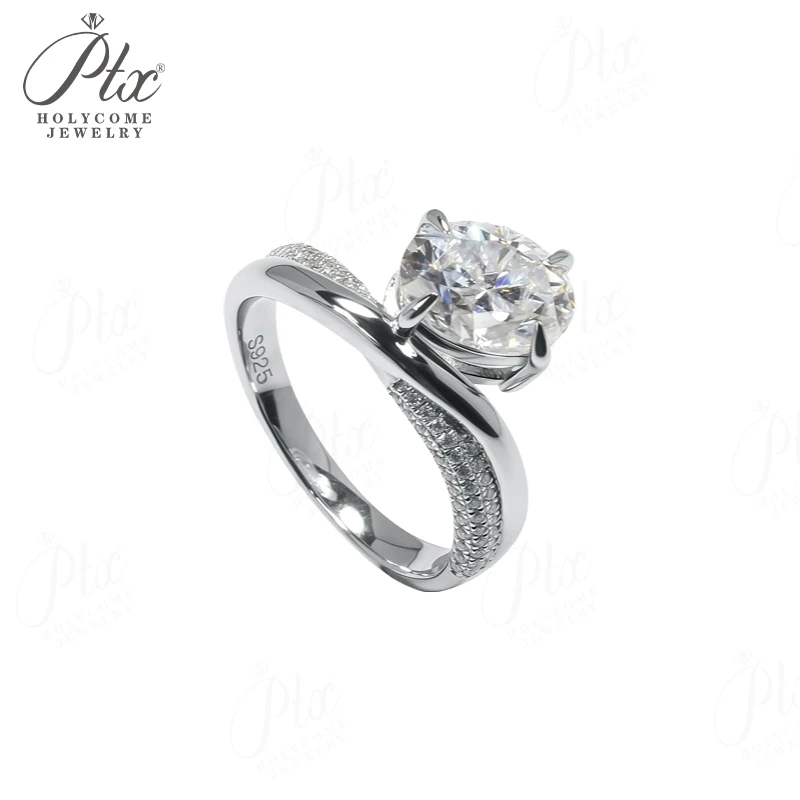 Anéis personalizados formato oval 2ct moissanite corte seta 925 prata esterlina aliança de casamento qualidade premium presente de aniversário exclusivo