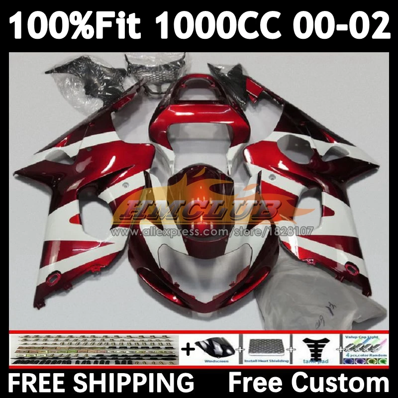 Injection Body For SUZUKI red wine blk GSXR 1000 GSXR1000 2000 2001 2002 26No.97 GSX-R1000 1000CC GSXR-1000 K2 00 01 02 Fairing