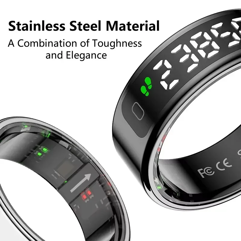 BOLRZO Yavel Custom Smart Ring Stainless Steel Smart Ring Heart R11C Smart Digital Ring for Men and Tasbay
