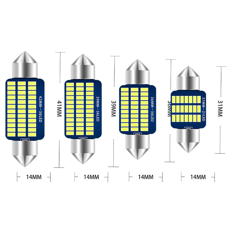 10pcs Led interior light c5w led festoon 31mm 36mm 39mm 41mm Dome Reading light Car ambient light Makeup lamp number plate light