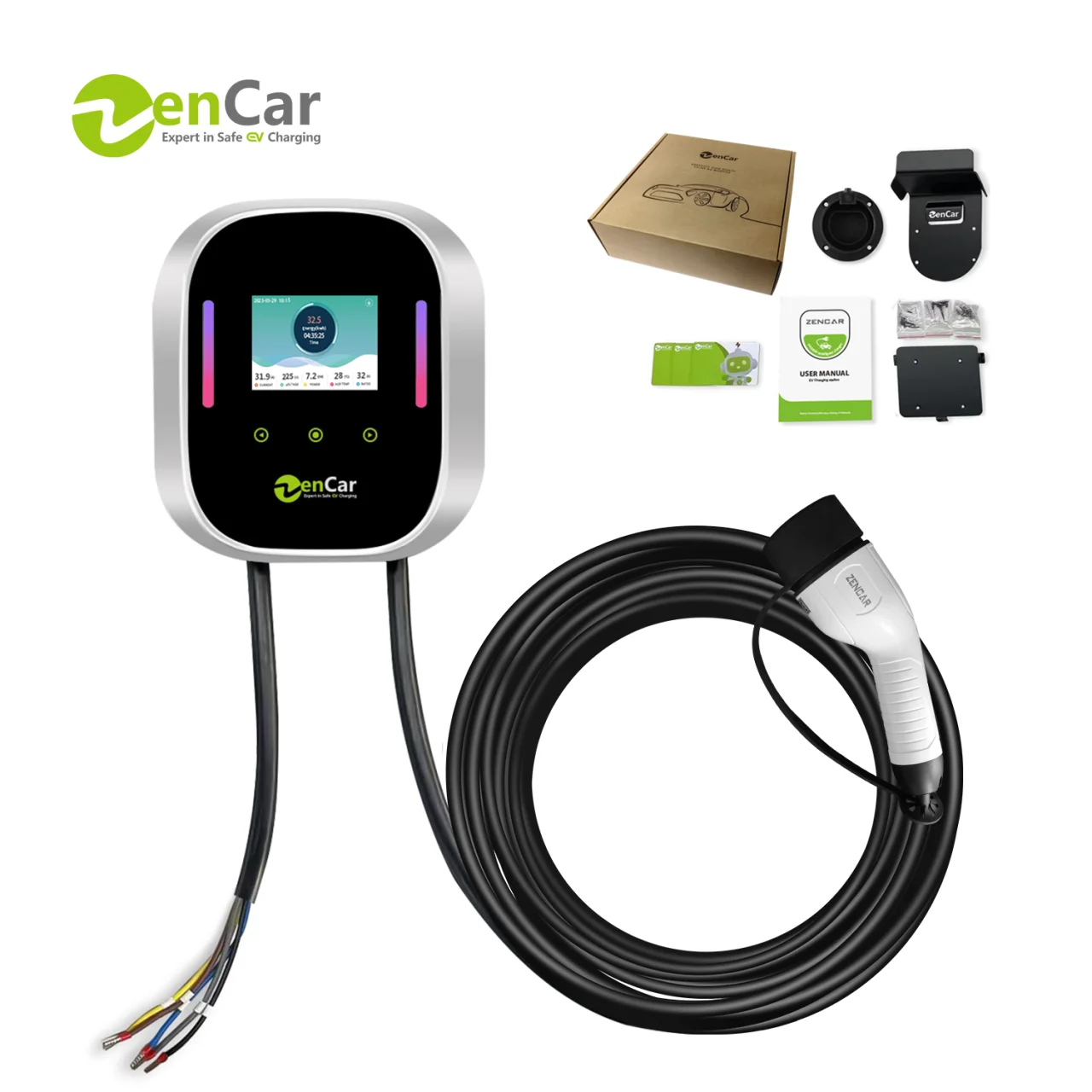 Zencar Hot Sale Model Wpro TUV CB EV Charging Station 7.4KW 11kw Wall Charger 22kW Smart Wallbox With Type 1 Type 2 GBT NACS