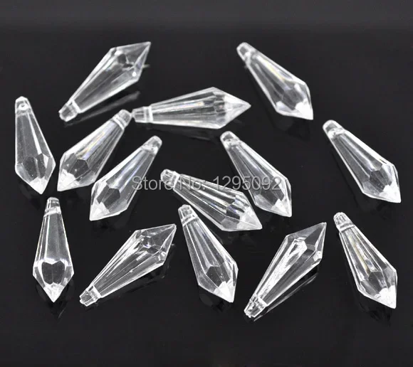 750Ps Wholesale Faceted Drop Acrylic Clear Charms Pendants DIY Jewelry Making Findings 31x10mm