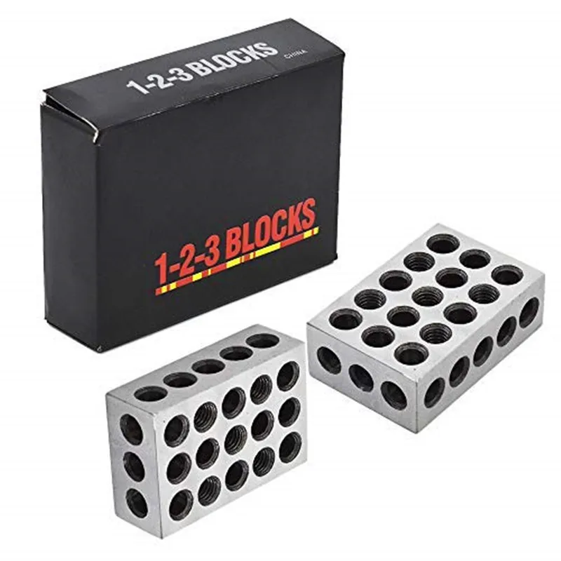 2pcs 23 holes Precision 25-50-75mm Blocks parallel clamping block set, steel block 23 Holes 1-2-3