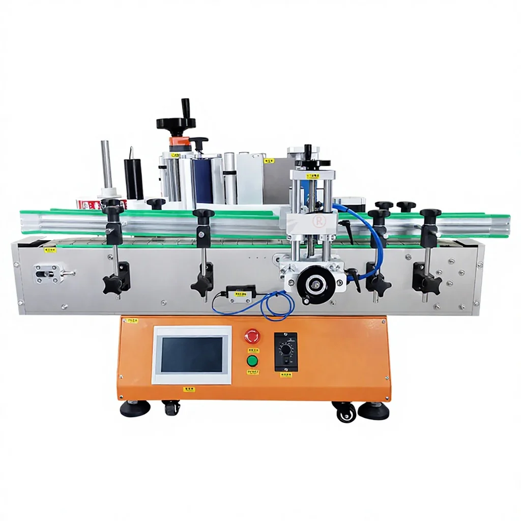 Ready to Ship Small Sleeve Desktop Sticker Square Automatic Tabletop Plastic Glass Flat Round Bottle Labeling Machine