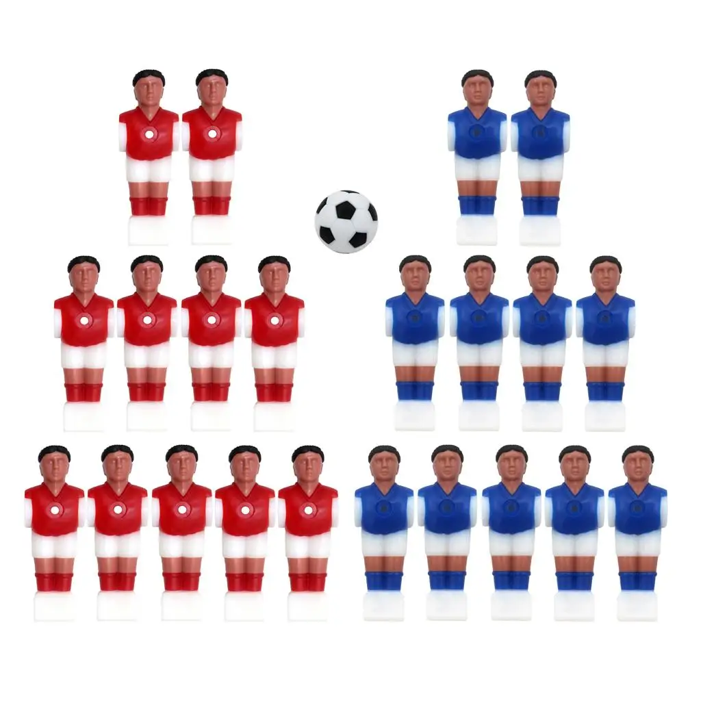 

22x Foosball Men Soccer Table Football Players w/ Ball Game Acces Mini Resin Foosball Men Replacement Table Top for Adults Child
