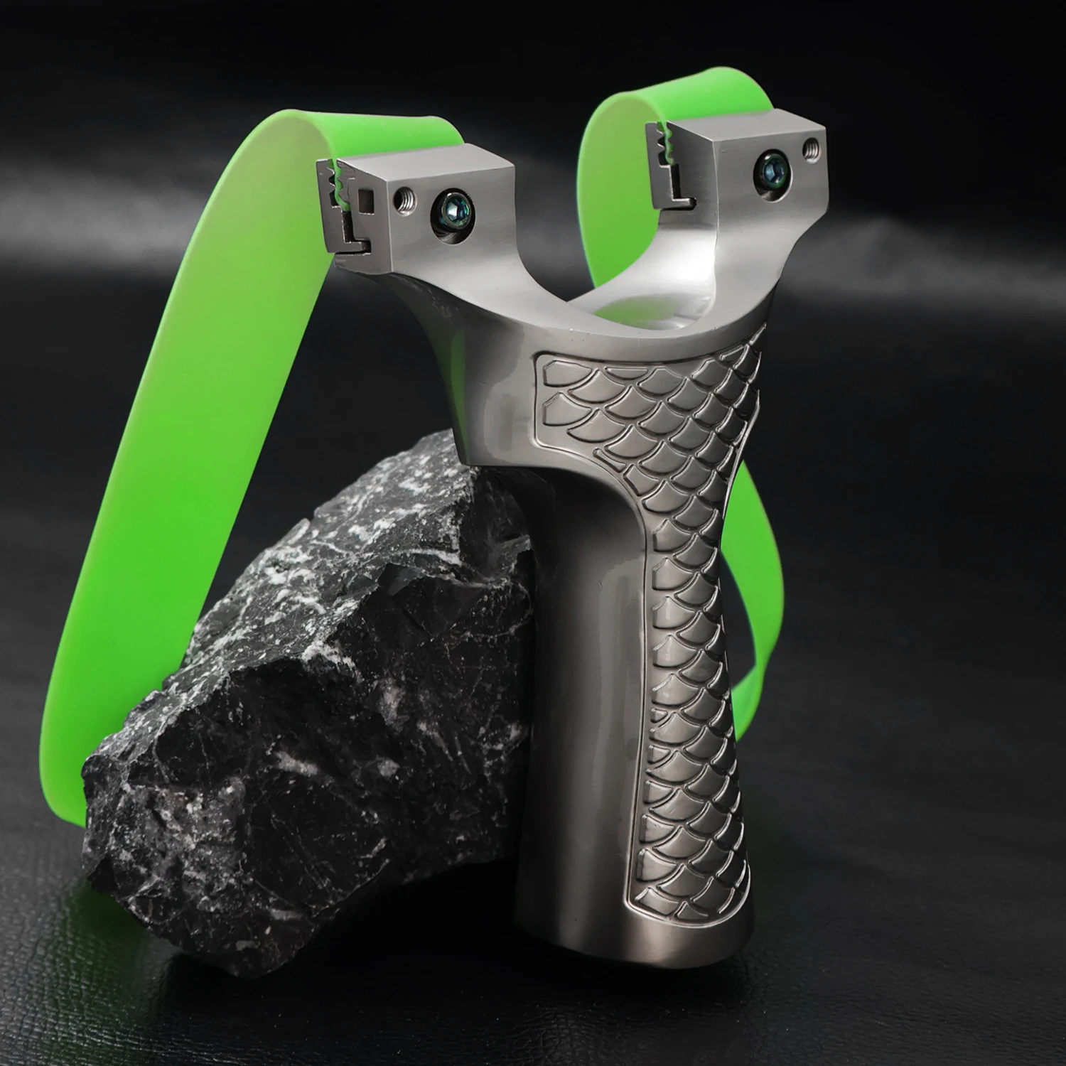 Alloy Silver Y-Shaped Slingshot Scale Texture Top Clamp Colorful Screws Outdoor Target Practice