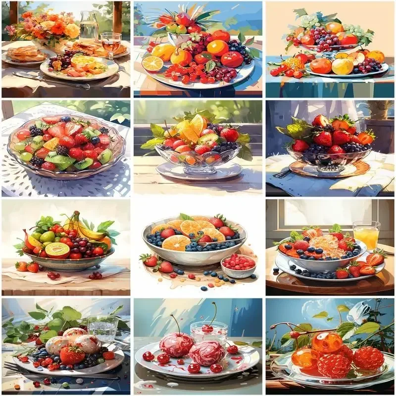 

127946 Painting By Numbers Fruit Food Scenery Kit Acrylic Paint On Canvas Modern Wall Art DIY Picture By Number Home Decor