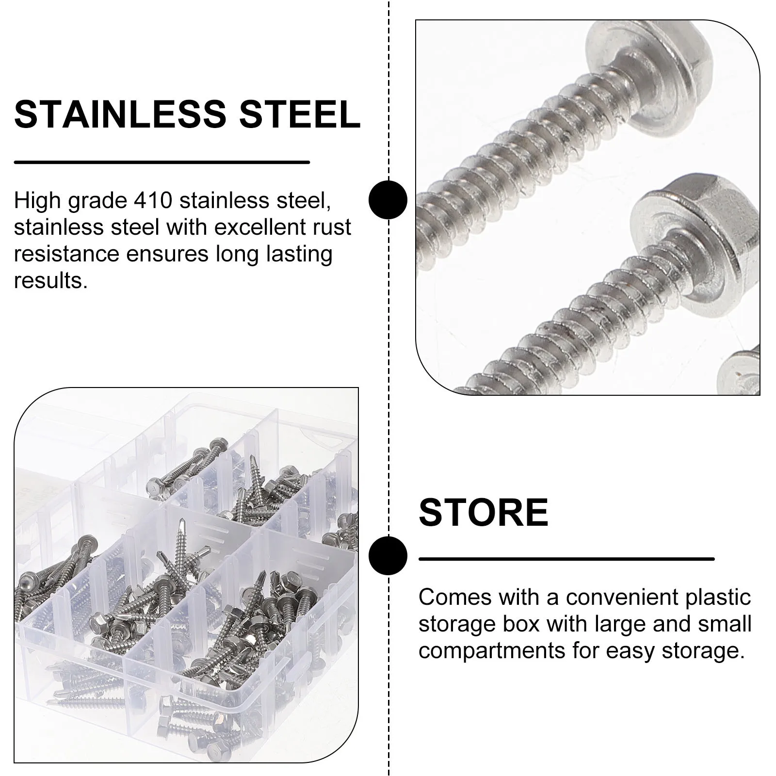 

1 set Stainless Steel Self Drilling Screws Washer Head Metal Fasteners For Home Furniture Repair Screws Assortment Kit With