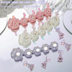 Cat Claw Nail Stand for Press On Nails Aurora Resin Showing Shelves Nail Display Magnetic Holder Manicure Organizer Tools