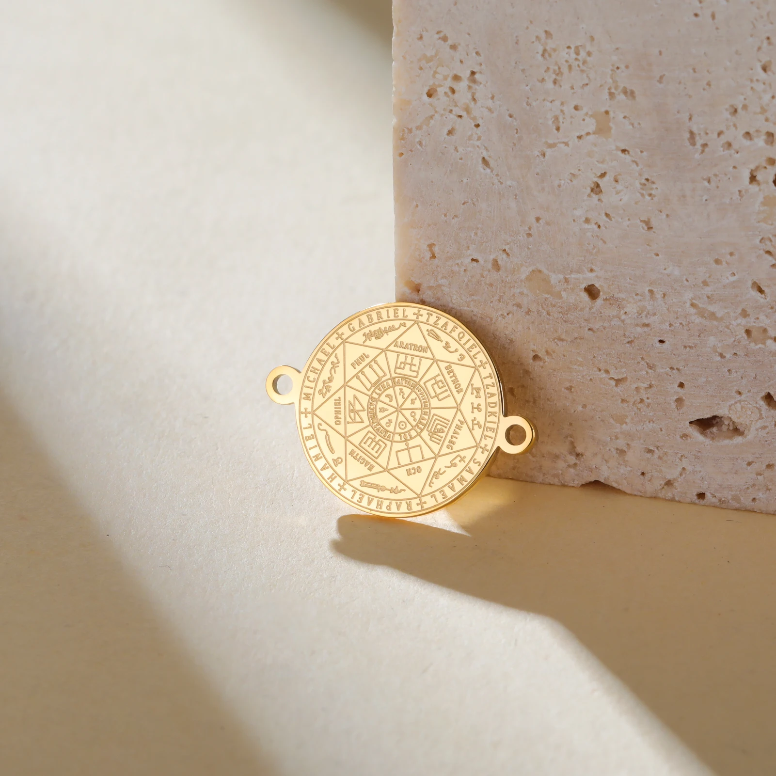 1 Stück Sieben Erzengel Runder Charm für Armband-Schmuckherstellung Edelstahl-Amulett Siegel Salomos Anhänger Großhandel – Detail 5