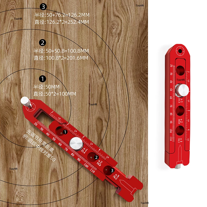 1pc Metric/inch Woodworking scribing Center Finder ruler scribing Circle ruler Woodworking Gauge Compass Measuring Tools