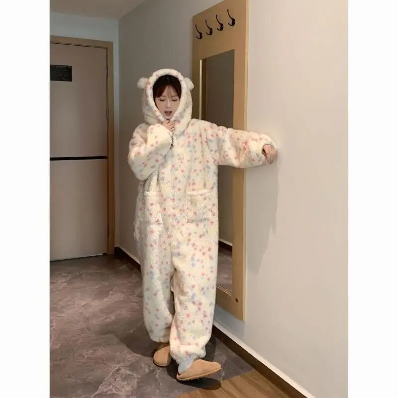 

Женская одежда, пижамы с капюшоном, зимние коралловые флисовые теплые комплекты, одежда и пижамы на флисовой подкладке, утепленные милые девушки
