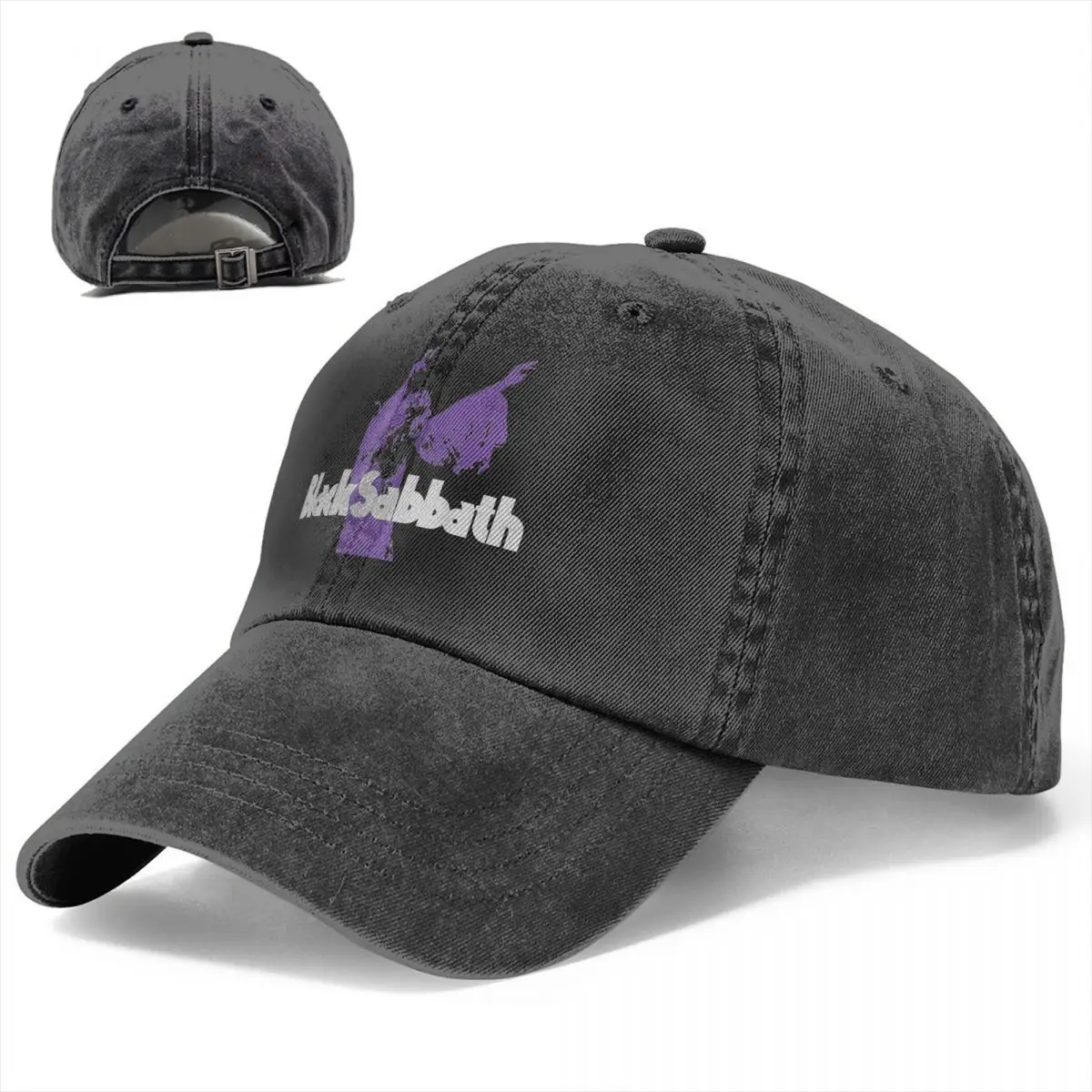 Black Sabbathe Music Purple Unisex Baseball Cap Distressed Washed Hats Cap Vintage Outdoor Running Golf Adjustable Fit Sun Cap