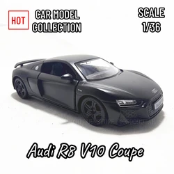 1:36 Audi R8 V10 Coupe Noire Metal Diecast Car Model Repilca Scale collezione in miniatura veicolo Hobby Kid Toy for Boy regalo di natale