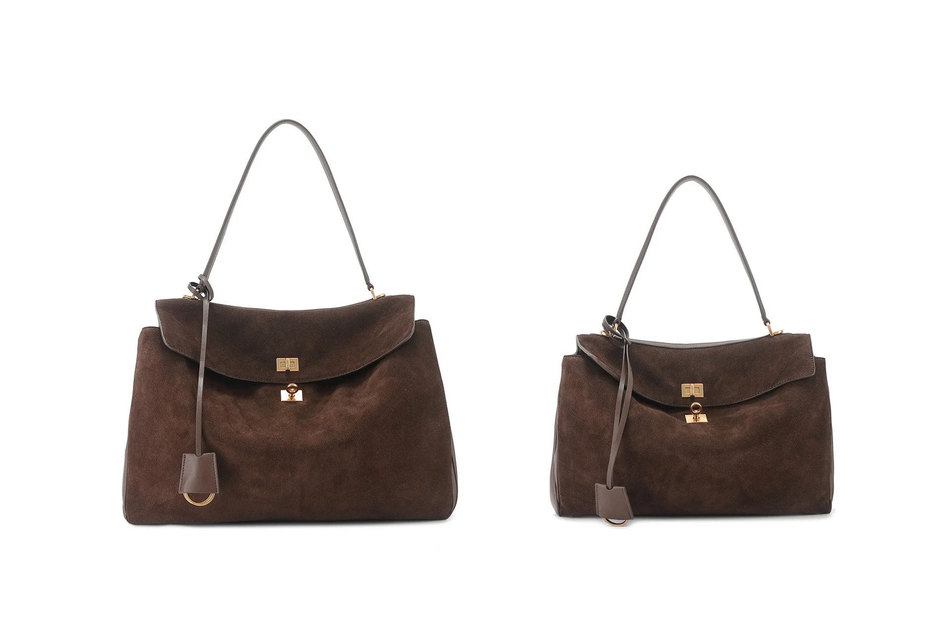 Jesienno-zimowa zamszowa skóra bydlęca B Home Kelly Bag Buckle Handheld Underarm Commuter Single Shoulder Tote Bag