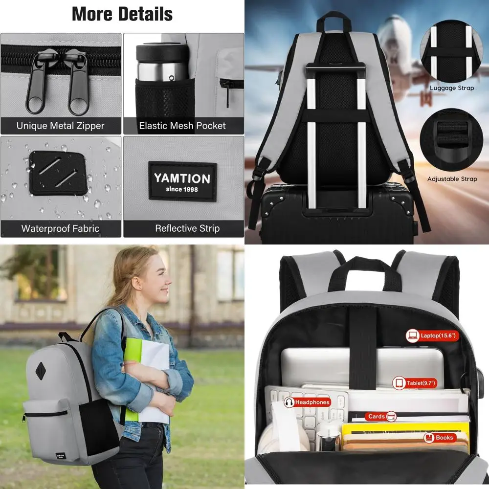 

Unisex Backpack for School, College, and Travel with USB Charging Port