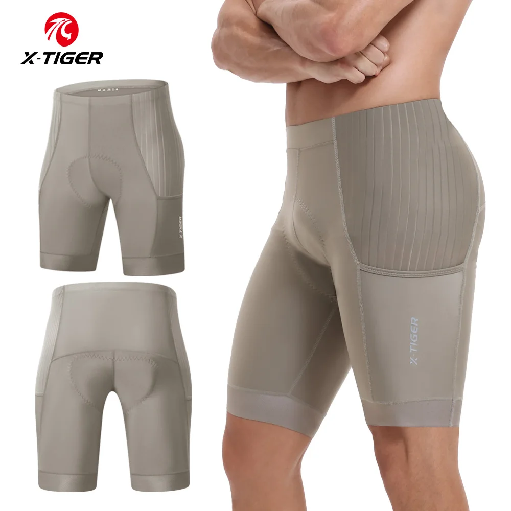 

Мужские велосипедные шорты X-TIGER с губчатой ​​подкладкой, амортизирующие шорты для шоссейного велосипеда, дышащие летние шорты для езды на длинные дистанции, облегающие шорты