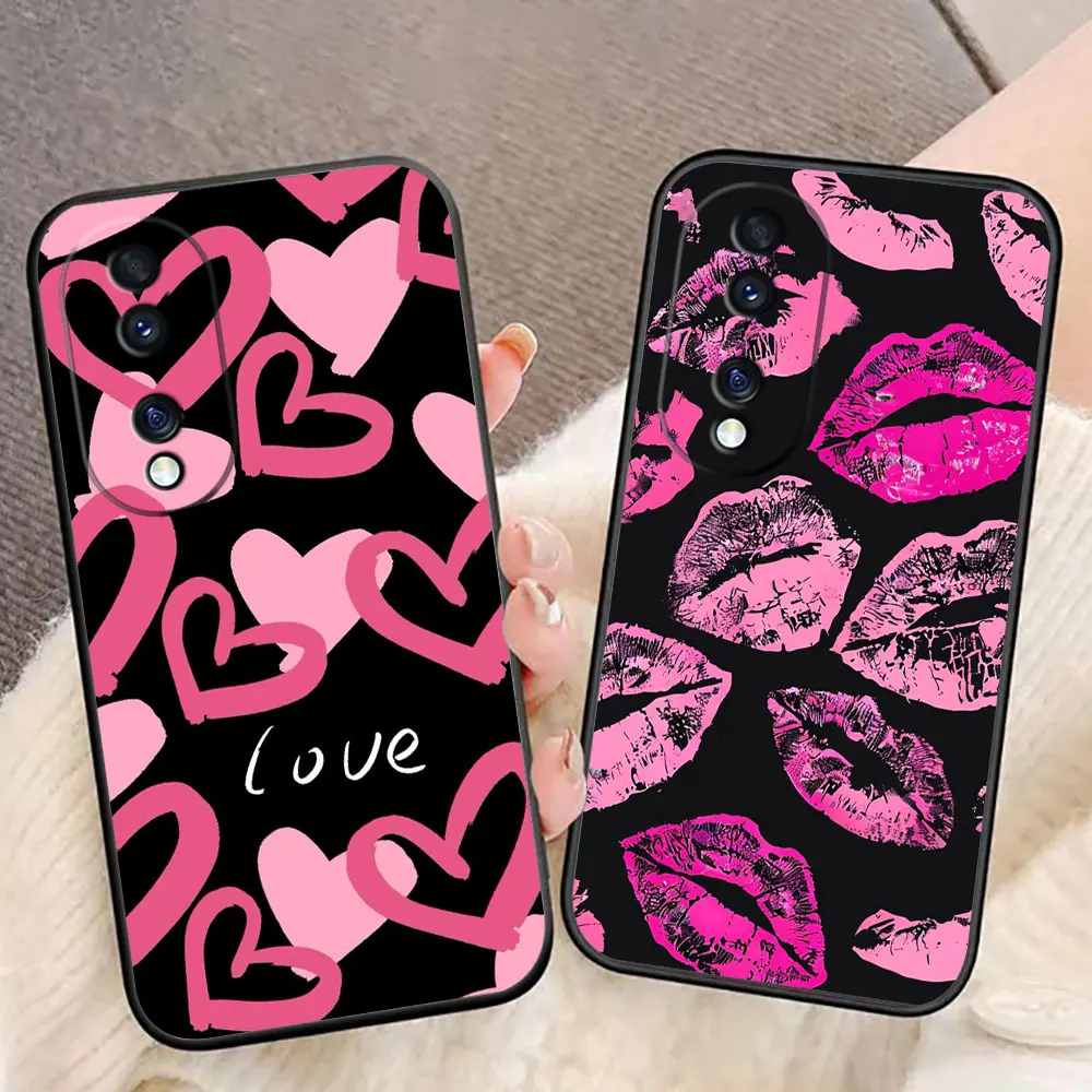 Love Sexy Pink Kiss Phone Case For HONOR 400 20 90 X5C X6B X7A X7B X7D X8B X9 X9B X9D X9A HUAWEI NOVA 7I 8I P30 Case Shell Cover