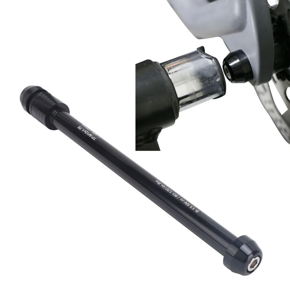 

M12x1.0/1.5/1.75 Bicycle Thru Axle Black with Wrench Bike Trainer Axle Converter Aluminum Alloy Trainer Thru Axle Skewer