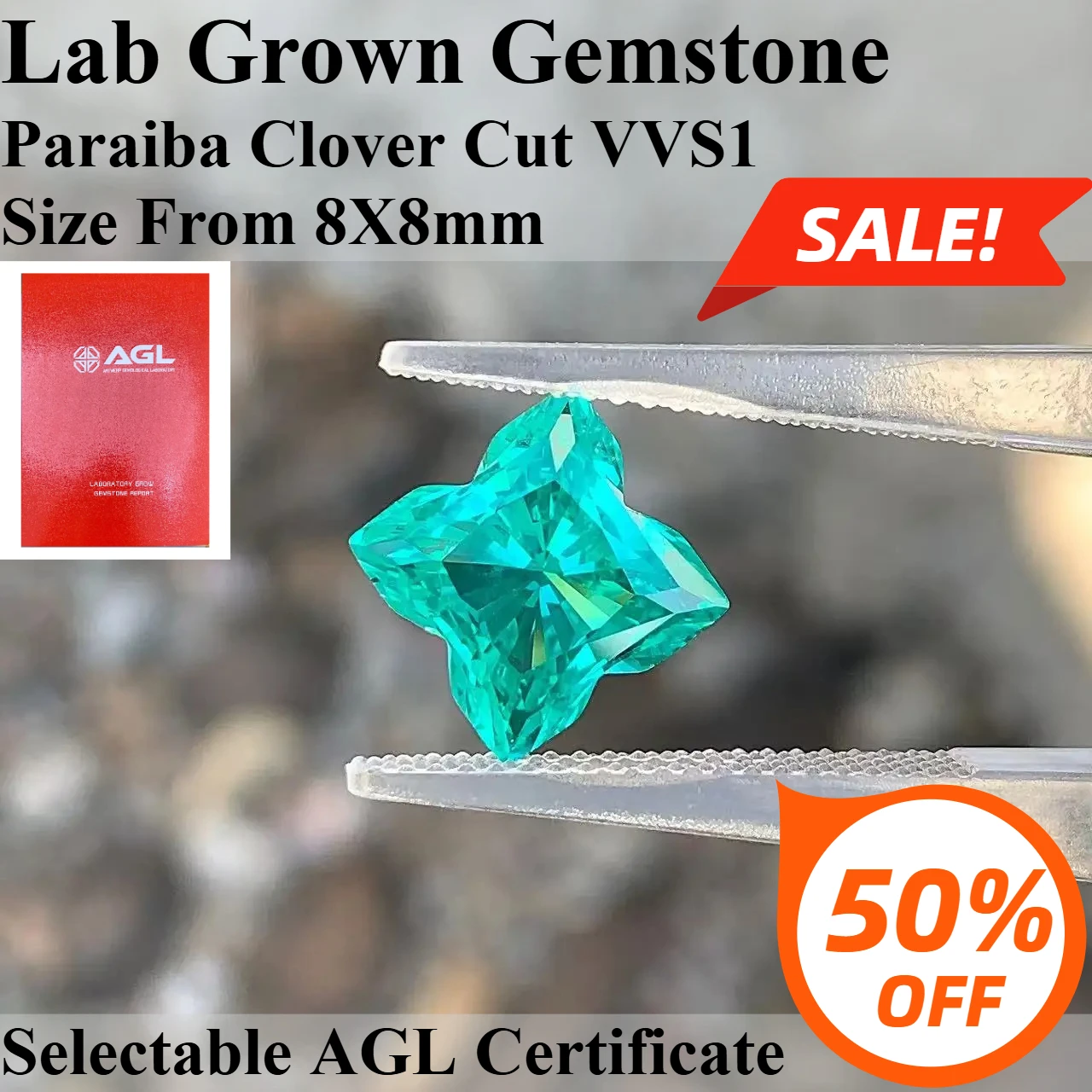 

Clover Cut Paraiba Lab Grown Gemstone AGL Certified DIY Advanced Jewelry Making Inlay For Ring Necklace Bracelet Accessories