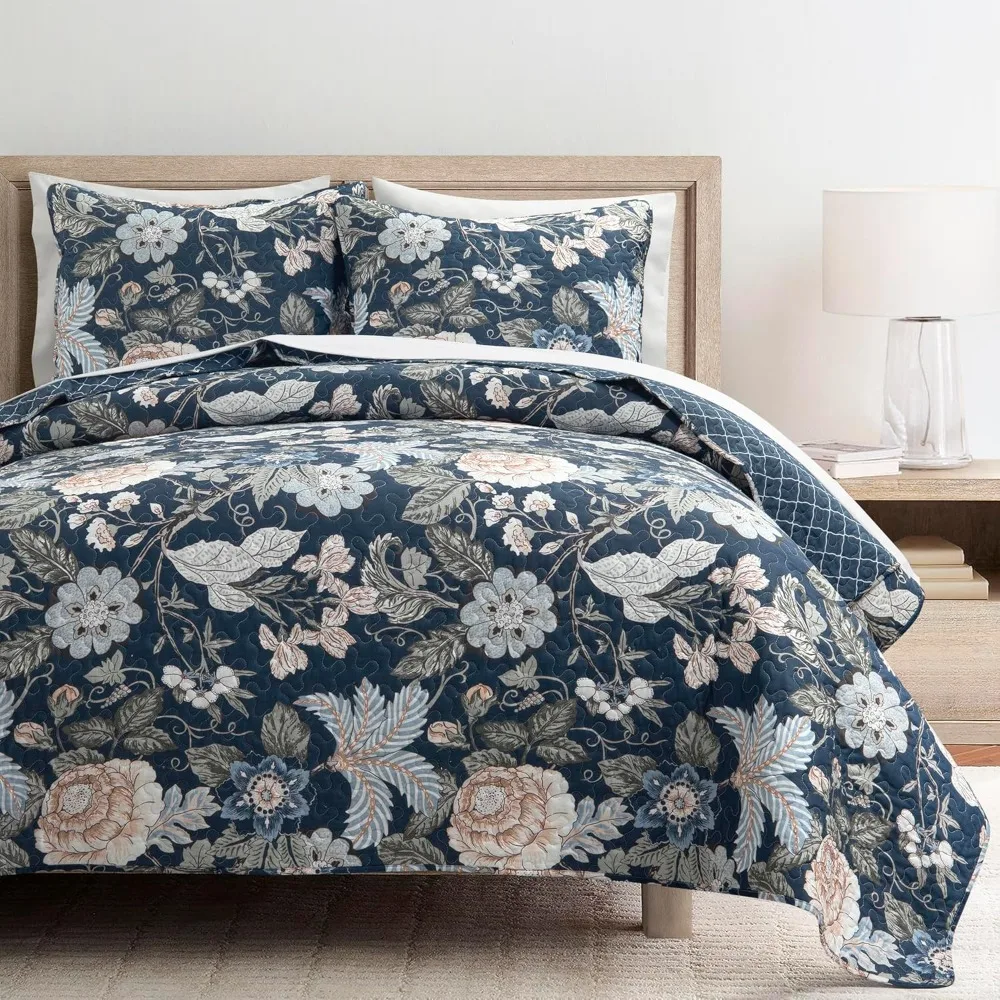 

Bedding Cotton Quilt 3 Piece Set, Soft Lightweight Printed Floral for All Season,100% Cotton, Easy Care, Bedcover